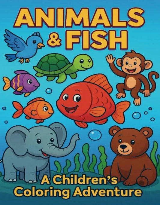 Animals & Fish: A Children's Coloring Adventure. Ages 4-8